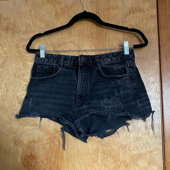Zara Authentic Denim Black Distressed Shorts - Picture 1 of 7